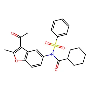 N-(3-acetyl-2-methyl-1-benzofuran-5-yl)-N-(cyclohexylcarbonyl)benzenesulfonamide structure