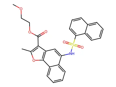 2-methoxyethyl 2-methyl-5-(naphthalene-1-sulfonamido)naphtho[1,2-b]furan-3-carboxylate structure