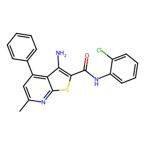 3-amino-N-(2-chlorophenyl)-6-methyl-4-phenylthieno[2,3-b]pyridine-2-carboxamide structure