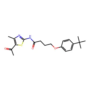N-(5-acetyl-4-methyl-1,3-thiazol-2-yl)-4-(4-tert-butylphenoxy)butanamide structure
