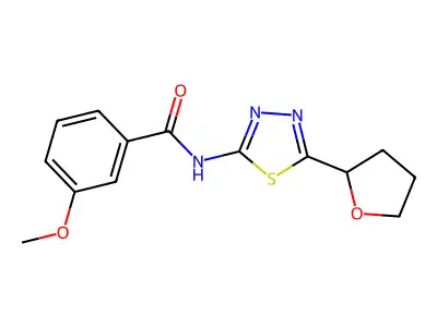 3-Methoxy-N-[5-(tetrahydro-furan-2-yl)-[1,3,4]thiadiazol-2-yl]-benzamide structure