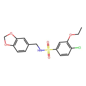 N-(1,3-benzodioxol-5-ylmethyl)-4-chloro-3-ethoxybenzenesulfonamide structure