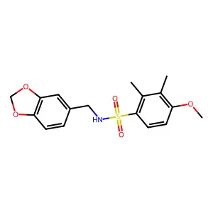 N-(1,3-benzodioxol-5-ylmethyl)-4-methoxy-2,3-dimethylbenzenesulfonamide structure