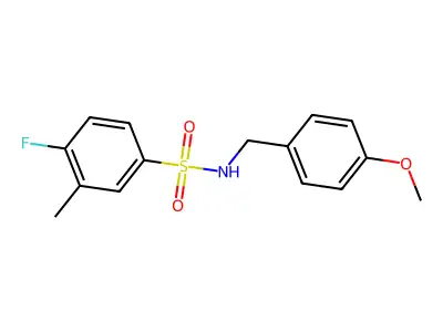 4-fluoro-N-[(4-methoxyphenyl)methyl]-3-methylbenzenesulfonamide structure