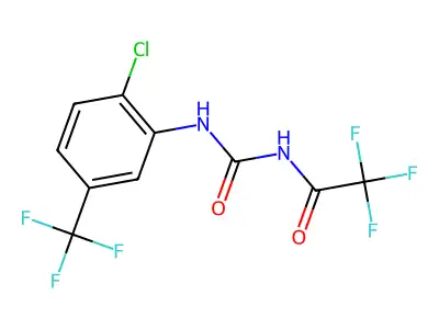 N-[[2-chloro-5-(trifluoromethyl)phenyl]carbamoyl]-2,2,2-trifluoroacetamide structure