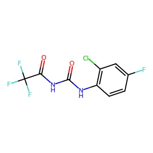N-[(2-chloro-4-fluorophenyl)carbamoyl]-2,2,2-trifluoroacetamide structure