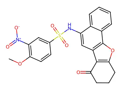 4-methoxy-3-nitro-N-(7-oxo-7,8,9,10-tetrahydronaphtho[1,2-b]benzofuran-5-yl)benzenesulfonamide structure