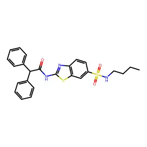 N-[6-(butylsulfamoyl)-1,3-benzothiazol-2-yl]-2,2-diphenylacetamide structure