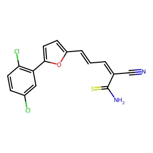 2-Cyano-5-[5-(2,5-dichlorophenyl)furan-2-yl]penta-2,4-dienethioamide structure