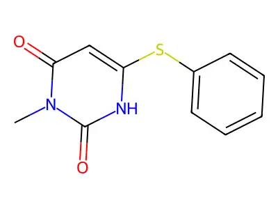 3-methyl-6-phenylsulfanyl-1H-pyrimidine-2,4-dione structure