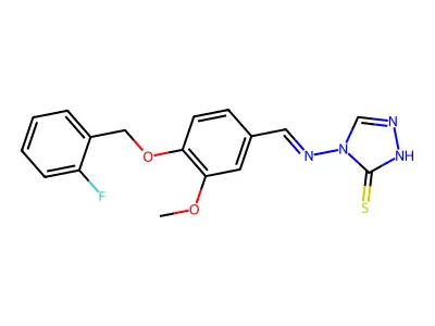 4-[(E)-({4-[(2-FLUOROPHENYL)METHOXY]-3-METHOXYPHENYL}METHYLIDENE)AMINO]-1,2,4-TRIAZOLE-3-THIOL structure