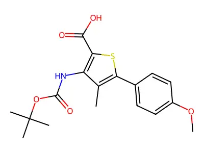 3-TERT-BUTOXYCARBONYLAMINO-5-(4-METHOXYPHENYL)-4-METHYLTHIOPHENE-2-CARBOXYLIC ACID structure
