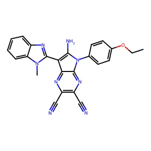 6-amino-5-(4-ethoxyphenyl)-7-(1-methyl-1H-1,3-benzodiazol-2-yl)-5H-pyrrolo[2,3-b]pyrazine-2,3-dicarbonitrile structure