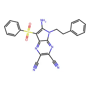 6-amino-5-phenethyl-7-phenylsulfonyl-5H-pyrrolo[2,3-dicarbonitrile structure