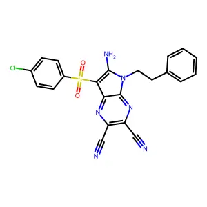 6-amino-7-(4-chlorophenylsulfonyl)-5-phenethyl-5H-pyrrolo[2,3-dicarbonitrile structure
