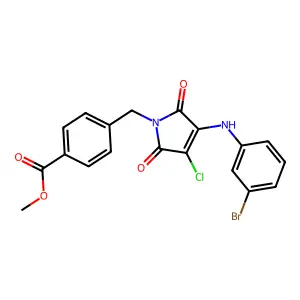 methyl 4-[[3-(3-bromoanilino)-4-chloro-2,5-dioxopyrrol-1-yl]methyl]benzoate structure