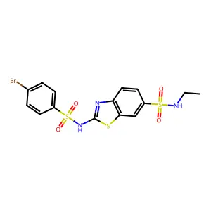 2-[(4-bromophenyl)sulfonylamino]-N-ethyl-1,3-benzothiazole-6-sulfonamide structure