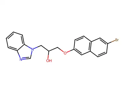 1-(1H-benzo[d]imidazol-1-yl)-3-((6-bromonaphthalen-2-yl)oxy)propan-2-ol structure