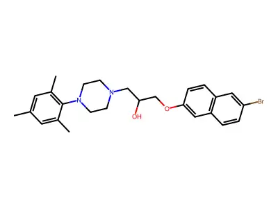 1-(6-bromonaphthalen-2-yl)oxy-3-[4-(2,4,6-trimethylphenyl)piperazin-1-yl]propan-2-ol structure