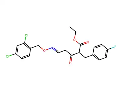 Ethyl 5-[(2,4-dichlorophenyl)methoxyimino]-2-[(4-fluorophenyl)methyl]-3-oxo-pentanoate structure