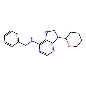7H-Purin-6-amine, 8,9-dihydro-N-(phenylmethyl)-9-(tetrahydro-2H-pyran-2-yl)- structure