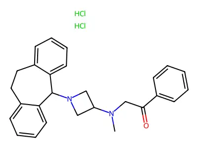 Ethanone, 2-((1-(10,11-dihydro-5H-dibenzo(a,d)cyclohepten-5-yl)-3-azetidinyl)methylamino)-1-phenyl-, dihydrochloride structure