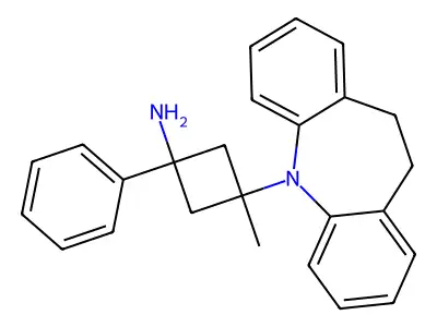 3-Azetidinamine, 1-(10,11-dihydro-5H-dibenzo(a,d)cyclohepten-5-yl)-N-methyl-3-phenyl- structure