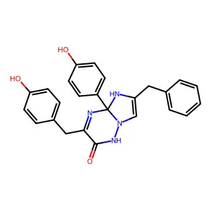 6-benzyl-4a-(4-hydroxyphenyl)-3-[(4-hydroxyphenyl)methyl]-1,5-dihydroimidazo[1,2-b][1,2,4]triazin-2-one structure