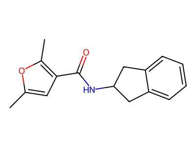 N-(2,3-dihydro-1H-inden-2-yl)-2,5-dimethylfuran-3-carboxamide structure