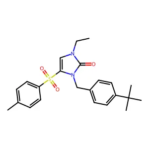 3-[4-(tert-butyl)benzyl]-1-ethyl-4-[(4-methylphenyl)sulfonyl]-1,3-dihydro-2H-imidazol-2-one structure