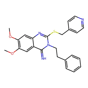 6,7-dimethoxy-3-phenethyl-2-[(4-pyridinylmethyl)sulfanyl]-4(3H)-quinazolinimine structure