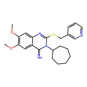 3-Cycloheptyl-6,7-dimethoxy-2-(pyridin-3-ylmethylsulfanyl)quinazolin-4-imine structure