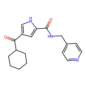 4-(cyclohexylcarbonyl)-N-(4-pyridinylmethyl)-1H-pyrrole-2-carboxamide structure