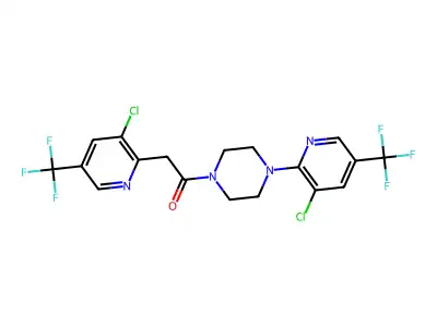 2-[3-chloro-5-(trifluoromethyl)-2-pyridinyl]-1-{4-[3-chloro-5-(trifluoromethyl)-2-pyridinyl]piperazino}-1-ethanone structure