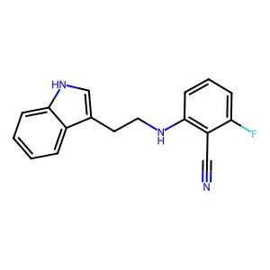 2-fluoro-6-{[2-(1H-indol-3-yl)ethyl]amino}benzenecarbonitrile structure