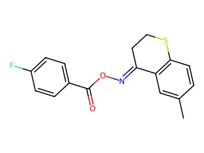 [(4E)-6-methyl-3,4-dihydro-2H-1-benzothiopyran-4-ylidene]amino 4-fluorobenzoate structure