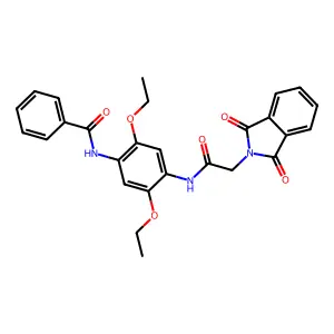 N-[2,5-diethoxy-4-(phenylcarbonylamino)phenyl]-2-(1,3-dioxobenzo[c]azolin-2-yl)acetamide structure