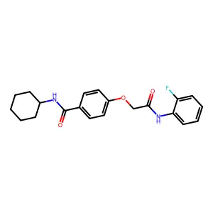 N-cyclohexyl-4-[2-(2-fluoroanilino)-2-oxoethoxy]benzamide structure