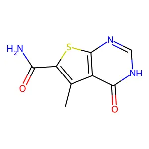 5-methyl-4-oxo-3H,4H-thieno(2,3-d)pyrimidine-6-carboxamide structure