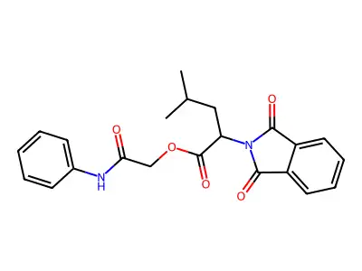 (N-phenylcarbamoyl)methyl 2-(1,3-dioxobenzo[c]azolin-2-yl)-4-methylpentanoate structure