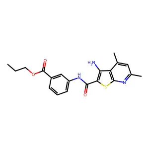 Propyl 3-[(3-amino-4,6-dimethylthieno[2,3-b]pyridine-2-carbonyl)amino]benzoate structure