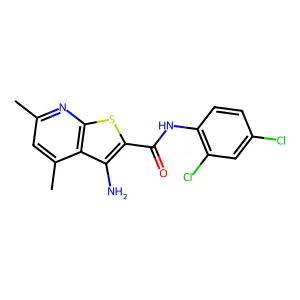 3-amino-N-(2,4-dichlorophenyl)-4,6-dimethylthieno[2,3-b]pyridine-2-carboxamide structure