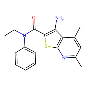 3-amino-N-ethyl-4,6-dimethyl-N-phenylthieno[2,3-b]pyridine-2-carboxamide structure