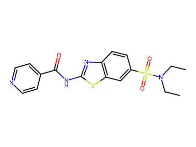N-[6-(diethylsulfamoyl)-1,3-benzothiazol-2-yl]pyridine-4-carboxamide structure