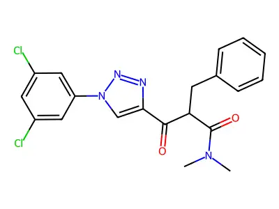 2-benzyl-3-[1-(3,5-dichlorophenyl)-1H-1,2,3-triazol-4-yl]-N,N-dimethyl-3-oxopropanamide structure