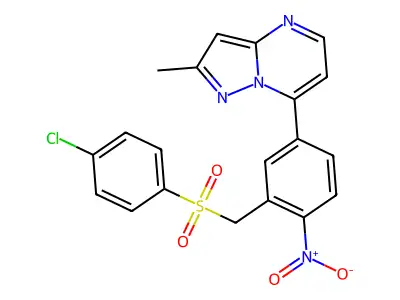 4-Chlorophenyl 5-(2-methylpyrazolo[1,5-A]pyrimidin-7-YL)-2-nitrobenzyl sulfone structure