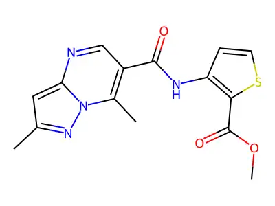 methyl 3-{[(2,7-dimethylpyrazolo[1,5-a]pyrimidin-6-yl)carbonyl]amino}-2-thiophenecarboxylate structure