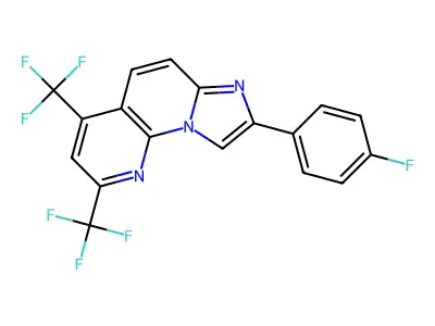 8-(4-Fluorophenyl)-2,4-bis(trifluoromethyl)imidazo[1,2-a][1,8]naphthyridine structure