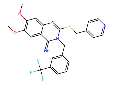 6,7-dimethoxy-2-[(4-pyridinylmethyl)sulfanyl]-3-[3-(trifluoromethyl)benzyl]-4(3H)-quinazolinimine structure