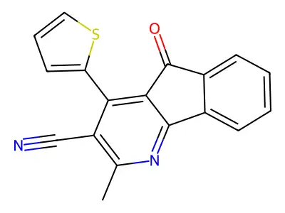 2-methyl-5-oxo-4-(2-thienyl)-5H-indeno[1,2-b]pyridine-3-carbonitrile structure